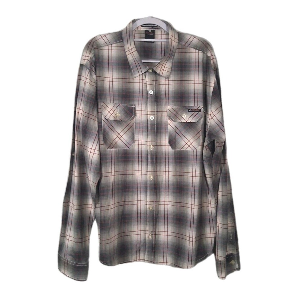 Enyce Shirt Mens 4X Big Gray Red White Plaid Pockets Sean Combs Diddy Y2K Puffy